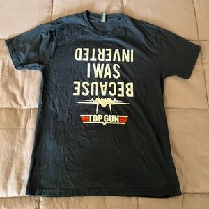 Top Gun Tom Cruise Maverick Navy Jet T-Shirt Because I Was Inverted Large NWOT